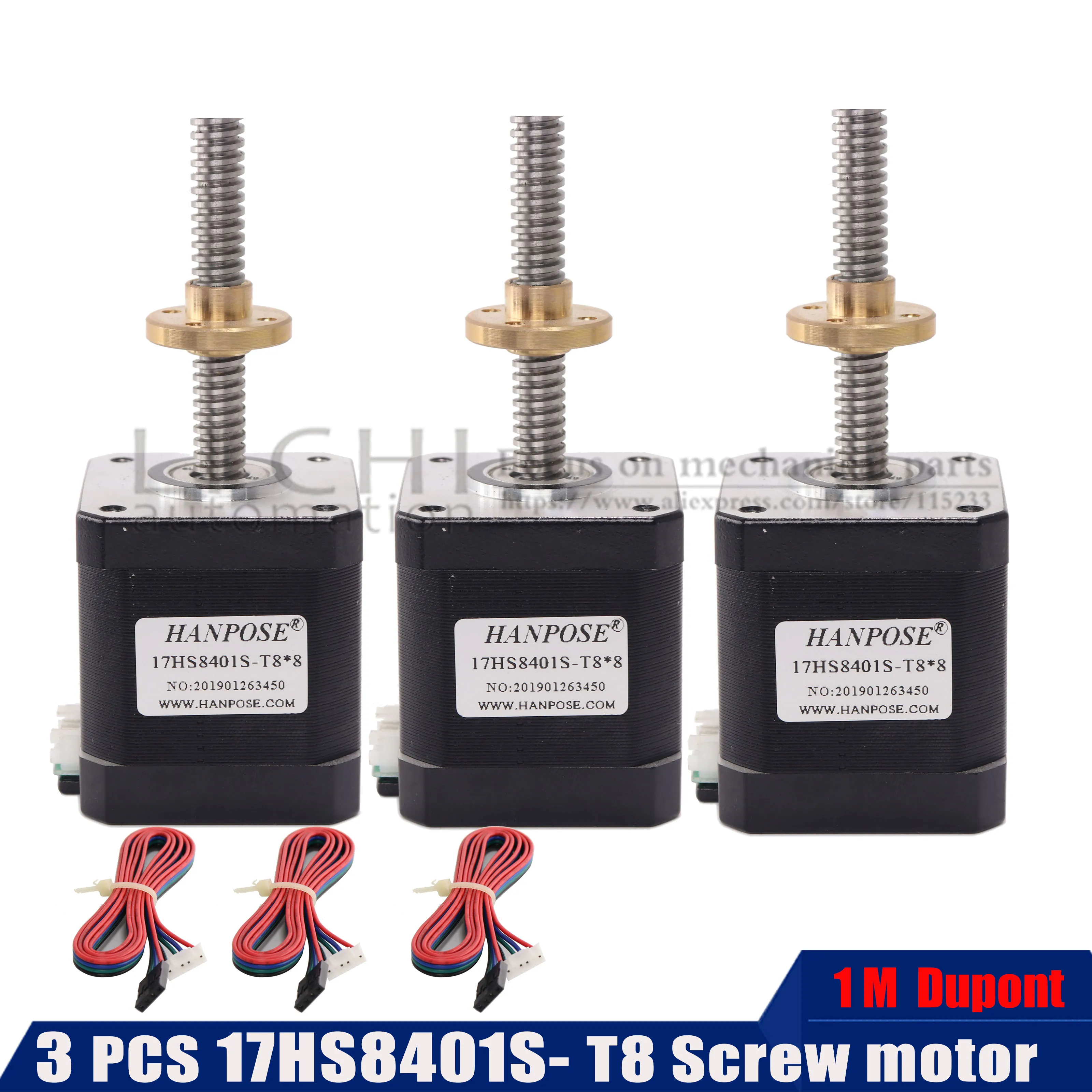 3 шт. 42BYGH neam 17 шаговый двигатель 17HS8401S-T8 48 мм с винтовым приводом T8 8 42 3d принт мотор |