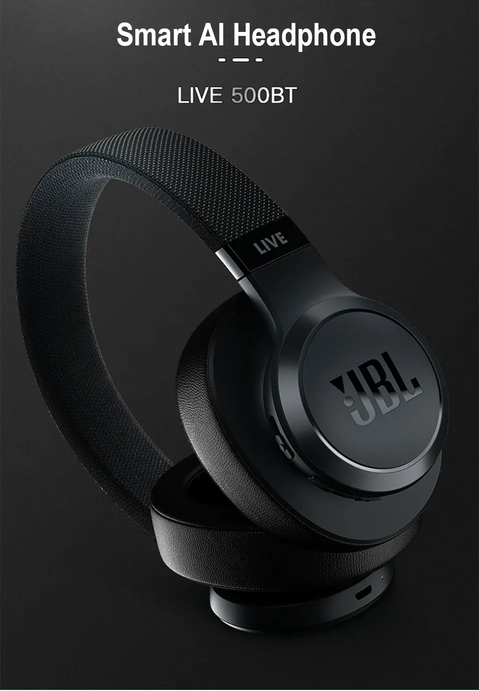 JBL Live 500BT беспроводные, с функцией Bluetooth наушники AI голосовой помощник Спортивная гарнитура 30 часов музыка Многоточечное соединение