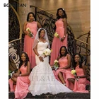 2021 платье подружки невесты кораллового цвета ТРАПЕЦИЕВИДНОЕ Южноафриканское шифоновое черное платье подружки невесты с завязкой сзади для девушек