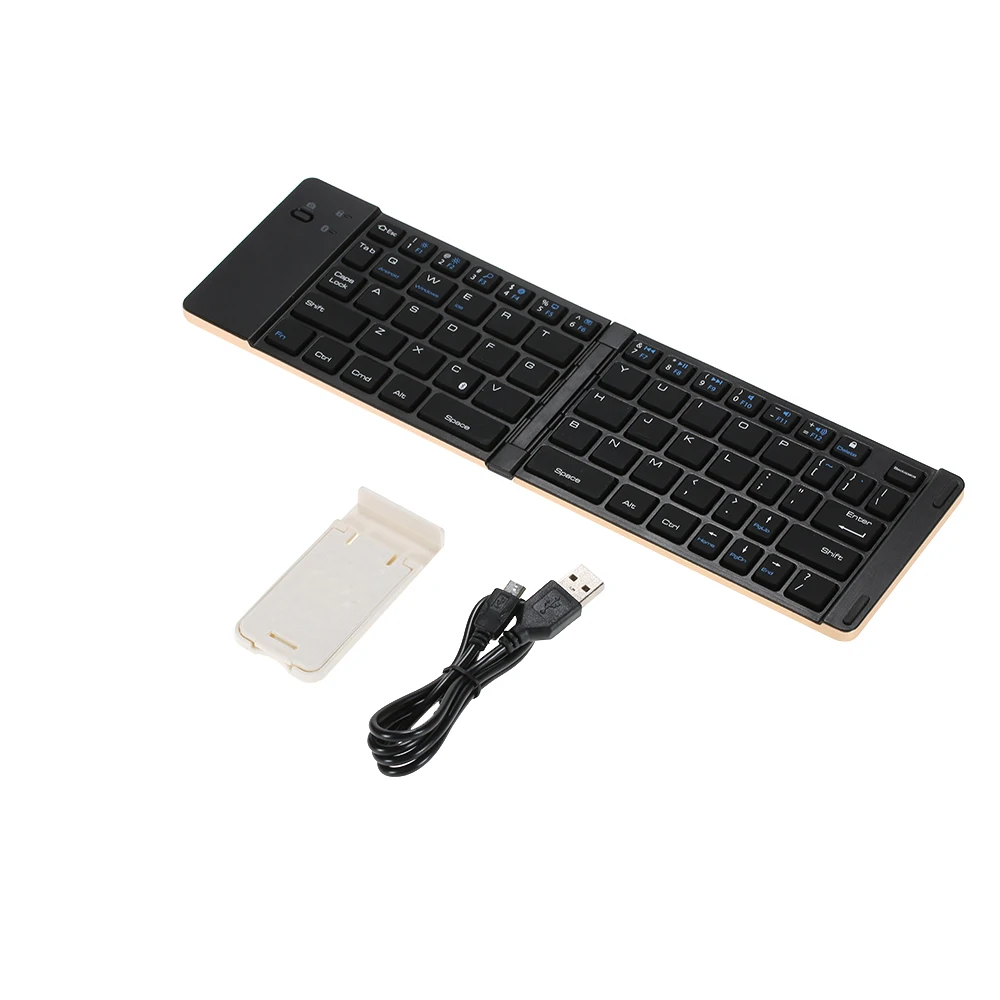 

Wireless BT Keyboard Foldable Wireless Keyboard Portable Ultra Slim Scissor type BT 3.0 Keyboard for Windows/Android/iOS Gold