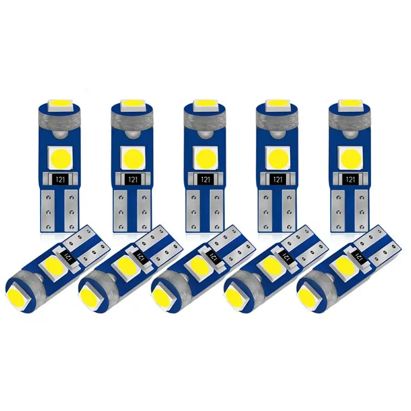 

10 шт. T5 светодиодные лампы W3W W1.2W Led Canbus автомобиля Подсветка салона приборной панели потепления индикатор клин авто габаритный фонарь 12V