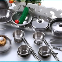 new 16pcs set stainless steel play cooking toy kids kitchenware roleplay toddler playhouse game for children sci88