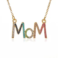 creative zircon mom letter necklace simple color zirconia clavicle chain mothers day small gift