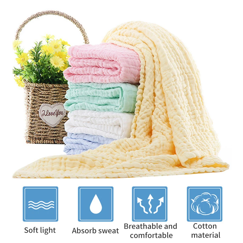 

Baby Bath Towel Cotton Newborn Blanket 6 Layer Baby Washcloth for Infant Bathing Feeding Face Washcloth Wipe Burp cloths