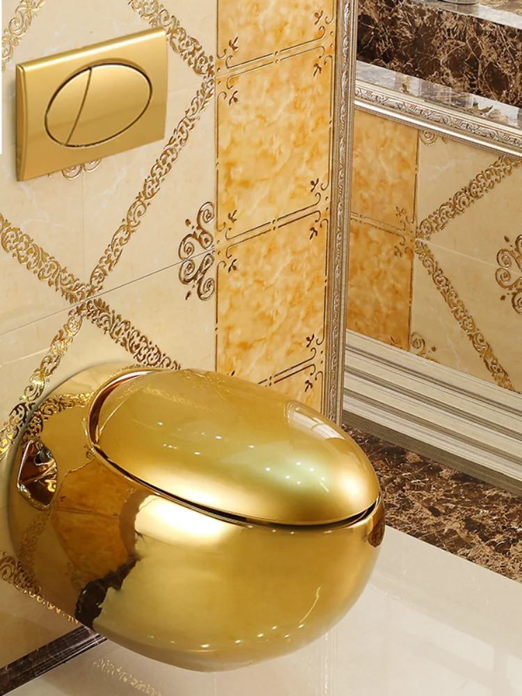 

Inodoro de oro montado en la pared, pequeño armario de agua suspendido familiar, inodoro montado en la pared, inodoro biológicCD