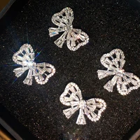 shiny crystal butterfly stud earrings silver color needle sparkling bow knot ear jewelry aaaa zircon women party luxury jewelry