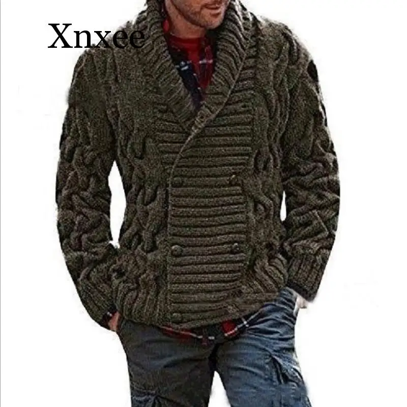 thick Men Sweaters Coat Winter Thicken Twist Sweaters Jacket Casual Warm Knitting Double-breasted Jumper Mens Cardigan Sweater