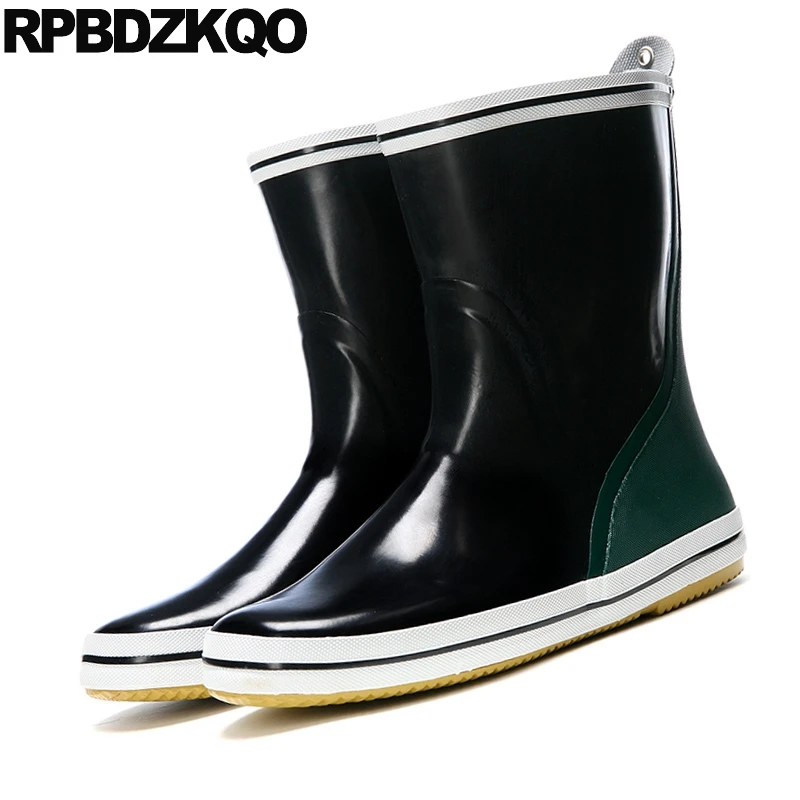 Сапоги рыболовные мужские резиновые до середины икры с круглым носком