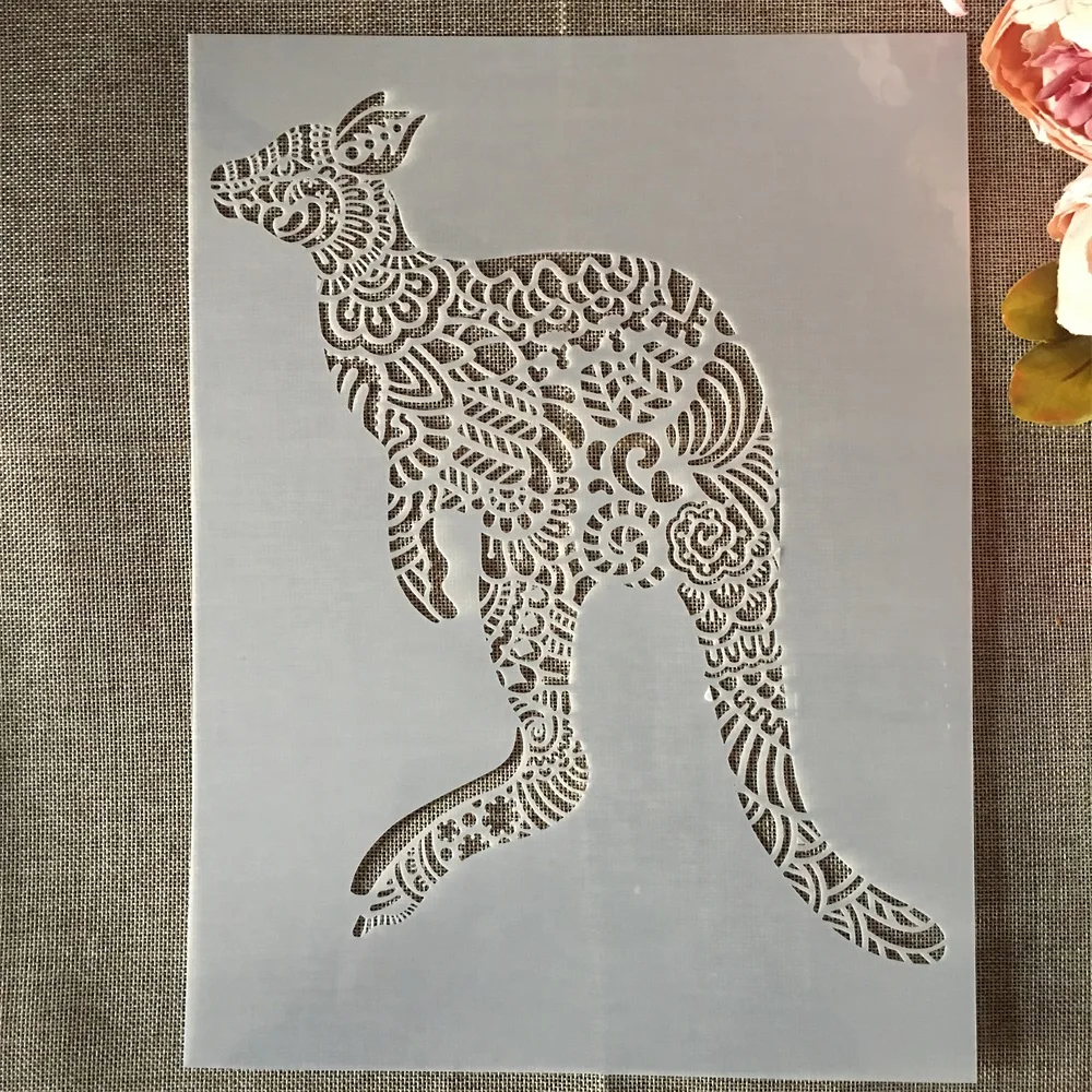 

XL 35*26cm Large Mandala Kangaroo DIY Layering Stencils Painting Scrapbook Coloring Embossing Album Decorative Template