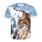 Футболка Мужскаяженская с 3D-принтом тигра, модная дышащая футболка с круглым вырезом и короткими рукавами для взрослых, с мультяшными животными, лето 2021