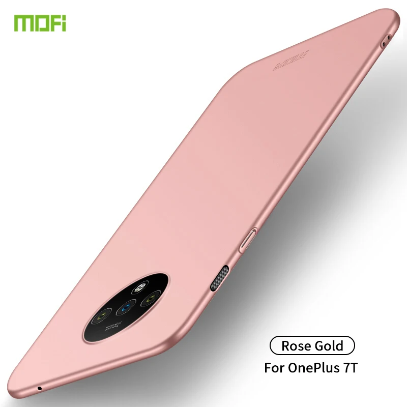 Rose Gold For OnePlus 7T Case MOFi Hard Luxury Protection Cover For OnePlus 7T Phone Case Cover - Цвет: Rose Gold