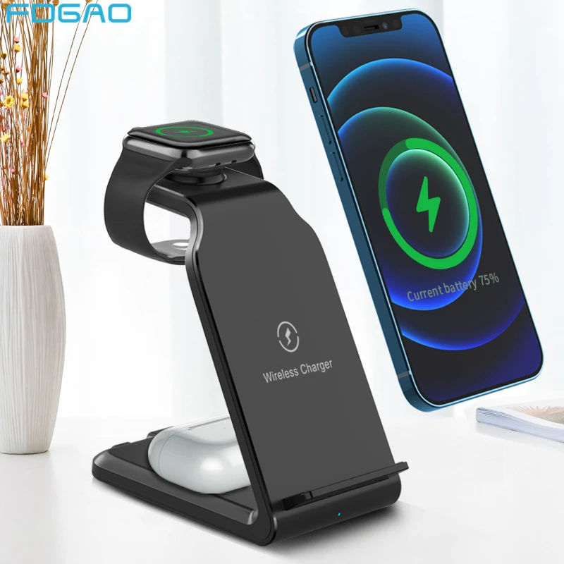 

Зарядная док-станция 3 в 1, 15 Вт, для Apple Watch 6, iWatch AirPods Pro, iPhone 12, 11, XS, XR, X, 8