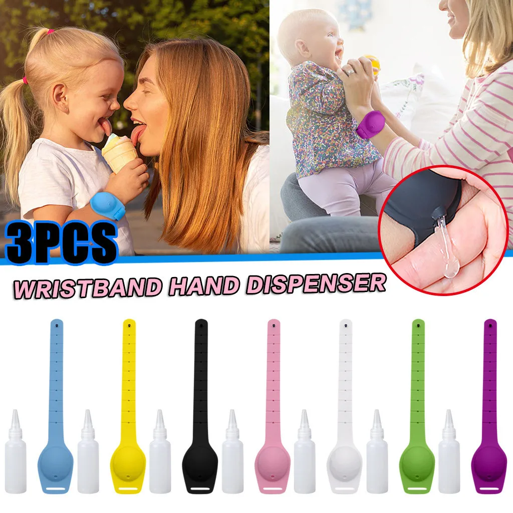 

3pcs Fashion Hand Sanitizer Dispensing Soap Dispenser Wristband Hand Sanitzer Dispenser Wristband Silicone Hand Soap Dispenser