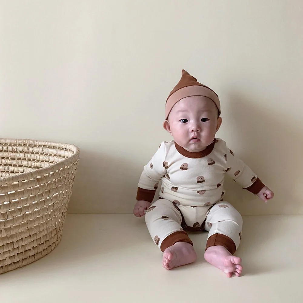 Комплекты одежды для маленьких мальчиков и девочек боди с длинными рукавами