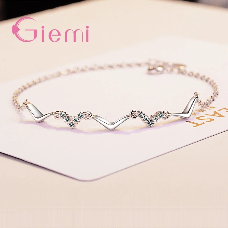 

Clear Brand 925 Sterling Silver Bracelet Simple Geometric Link Chain Jewelry for Women Engagement Birthday Gifts
