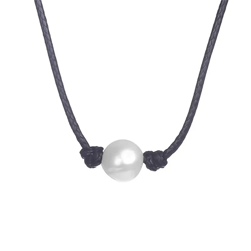 Простое женское ожерелье из искусственной кожи с жемчугом изысканная бижутерия