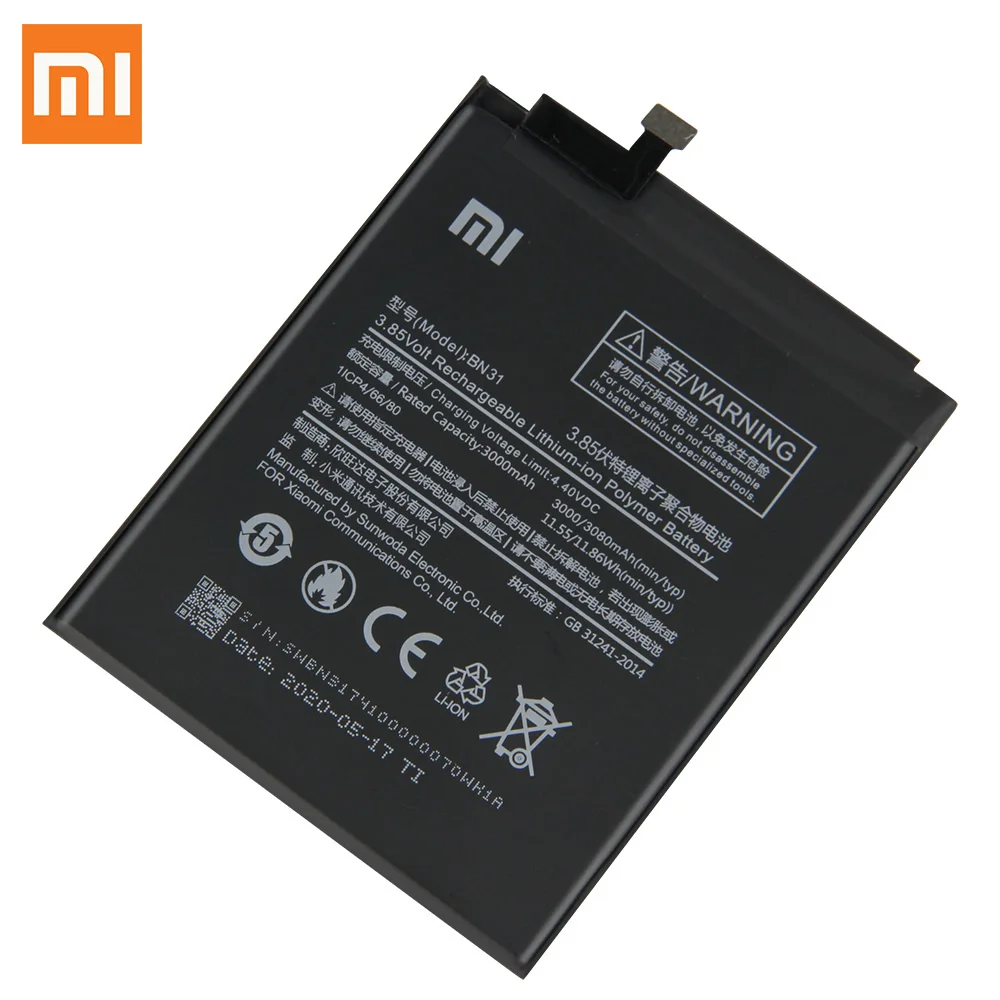 Оригинальный сменный аккумулятор XiaoMi BN31 для Xiaomi Mi 5X Mi5X A1 MiA1 Redmi Note 5A Y1 Lite S2 Y2