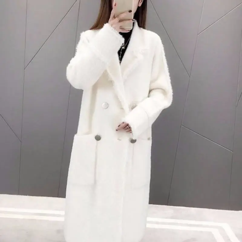 Женские 2019 новые осенние зимние кашемир под норку пальто свободные повседневные