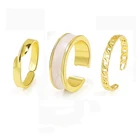 Регулируемое кольцо на указательный палец для женщин, 3 шт.компл., золотистое открытое соединительное кольцо из сплава, винтажное обручальное кольцо, ювелирные изделия в подарок