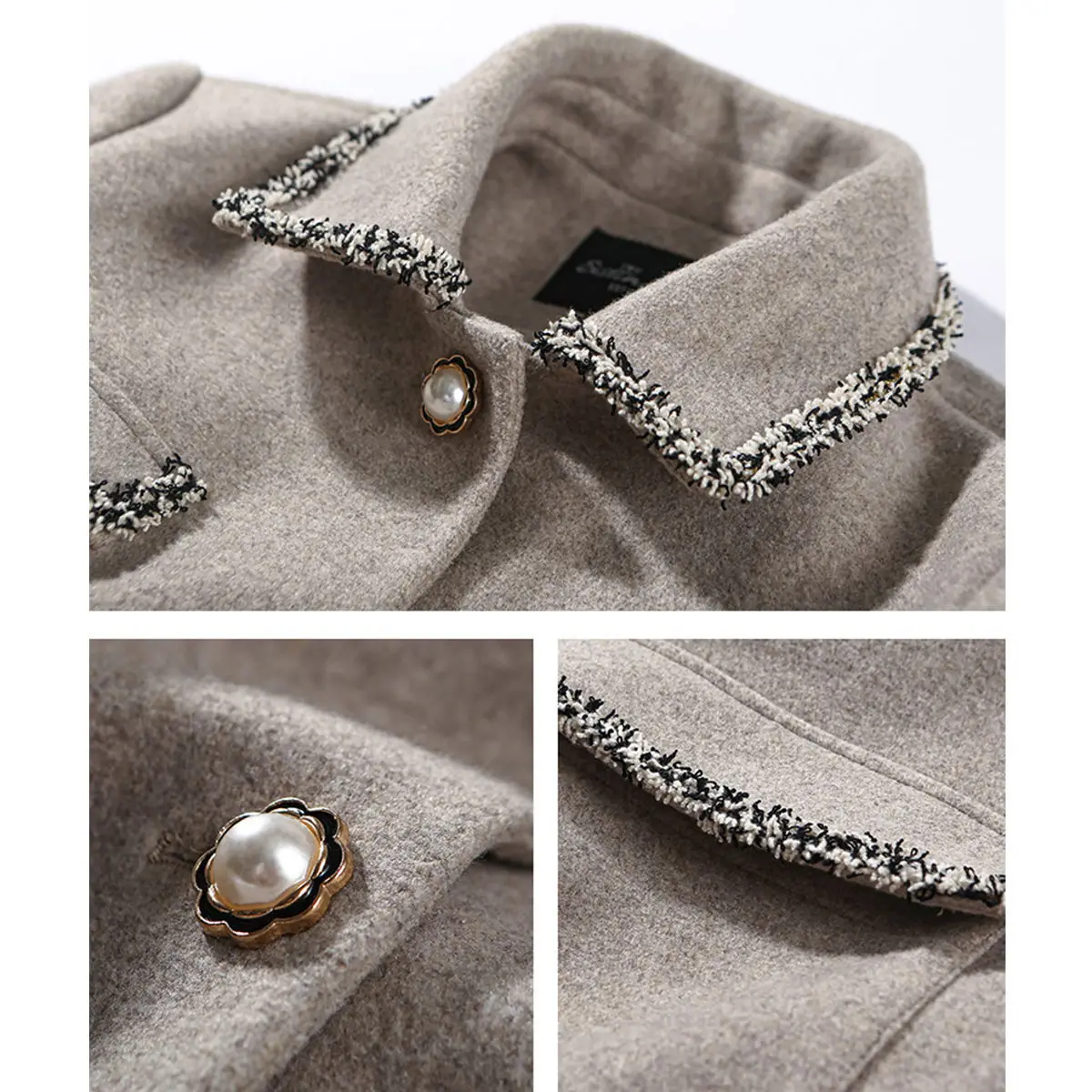 

Woolen Overcoat For Women 2020 Winter New Polo Collar Frayed Women 's Mid-Length Slim Fit Woolen Coat