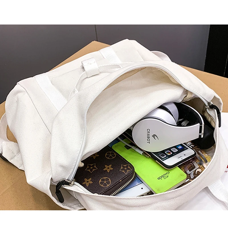 New Mochila Canvas Backpack Black White School Bags For Teenagers Backpacks Casual Rucksack Schoolbag |