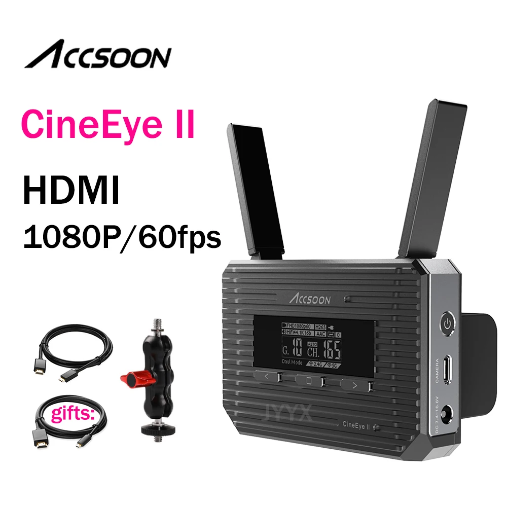 

ACCSOON CineEye 2 Wireless Video Audio Transmission system 500ft Transmitter HDMI 1080P 60fps low latency for iPad Phones