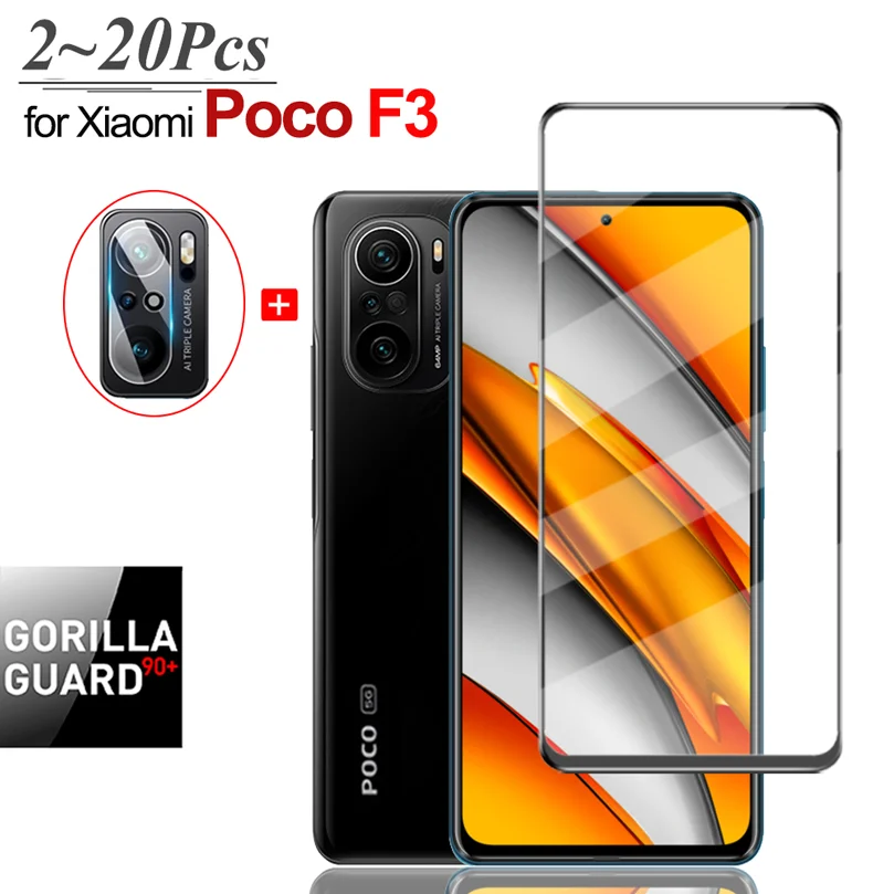 

Poco F3 Case & Glass, Full Cover Protective Glass for Xiaomi Poco F3 Armor Glass Pocophone F 3 M3 Poko X3 Pro Clear Camera Film Glass Pocco F3 Poco F3 Pro Case