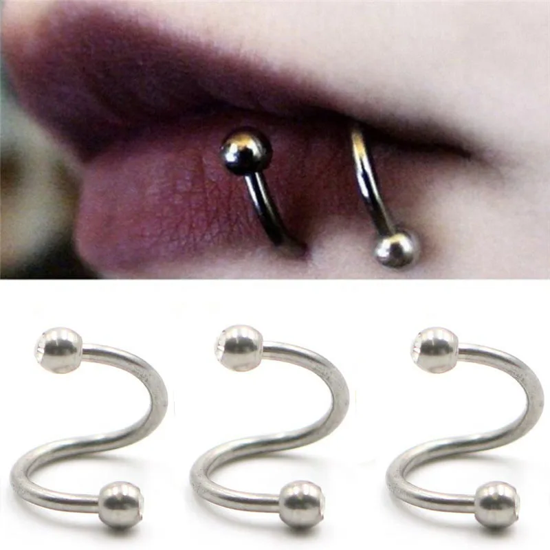 Кольцо из хирургической стали для пирсинга спиральное витое кольцо губ и носа