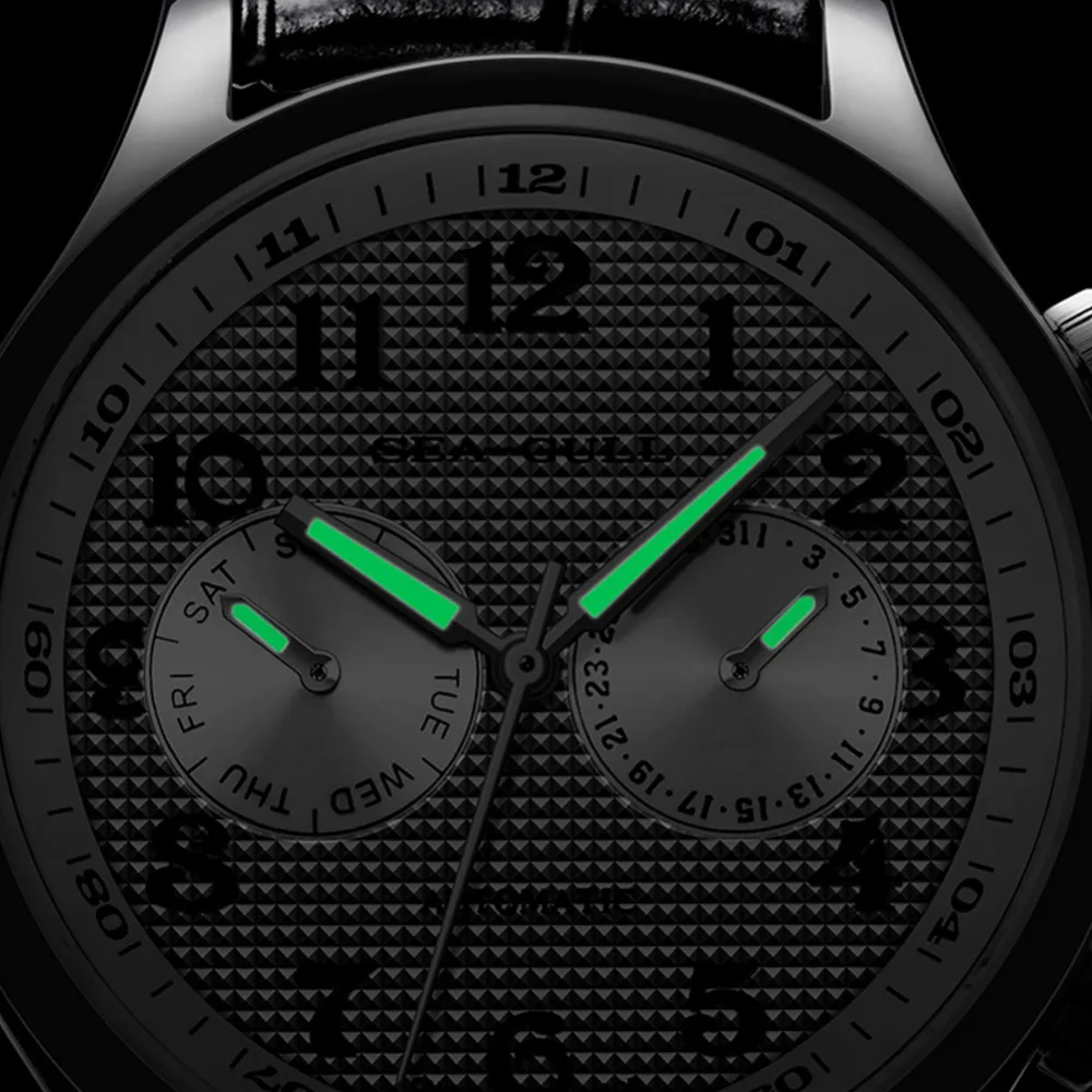 Часы мужские гильоши с арабскими цифрами дата двойной часовый пояс