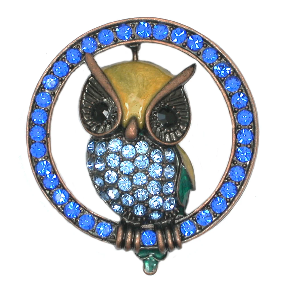 

Rhinestone Enamel Owl Brooches For Women Men Fashion Jewelry Retro Boutonniere Hijab Pins Elegant Coat Accessories