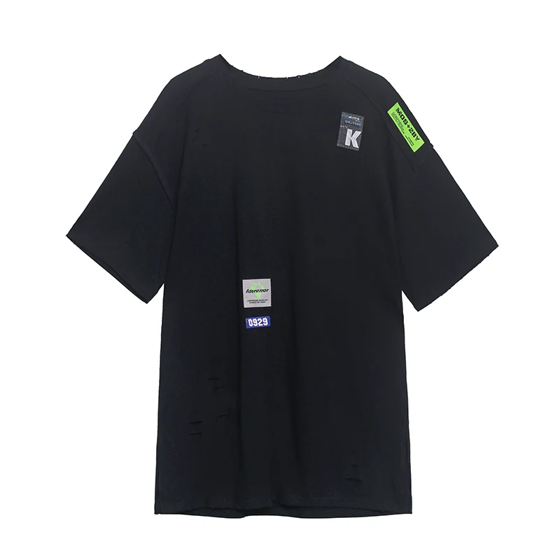 

kywommnz Short Sleeve, T-shirt, Female, Loose, White, Hole, Summer 2021, New, Top, Fashion, O-Neck, TShirt, E508