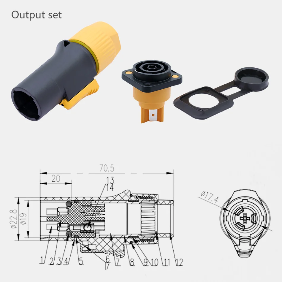 

1pc Waterproof IP65 PowerCON Connector Male Plug&Female Jack NAC3FX-W NAC3MX-W PA66 Material IP65 Grade Waterproof Orange Color