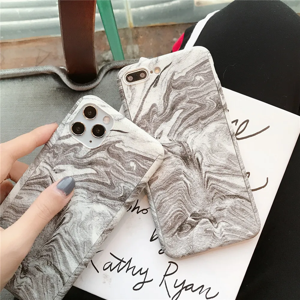 Роскошный Мраморный чехол с полным покрытием 360 градусов для iPhone 7 8 6 6s Plus XS Max XR X