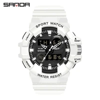 sanda brand men sports watches dual display analog digital led electronic quartz wristwatches waterproof swimming military watch