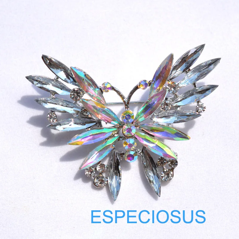 Элегантные женские Украшения булавка-бабочка брошь с кристаллами белого цвета