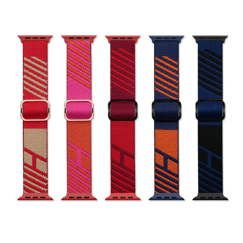 Suitable for Apple Watch band 44 40 45mm 41 49mm nylon elastic woven strap iwatch iWatch Series 4 5 SE 6 7 sports smart strap enlarge