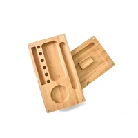 two layer wooden hand roll tray 130120mm metal cigarette storage version smoking tray herb tobacco pallet accessories