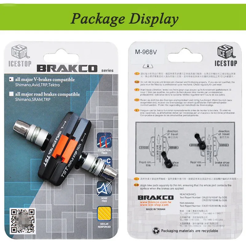BRAKCO 1 пара велосипедные тормозные колодки для MTB шоссейного велосипеда V-Brake держатель обуви колодки для велоспорта прочные резиновые колодки для складного велосипеда