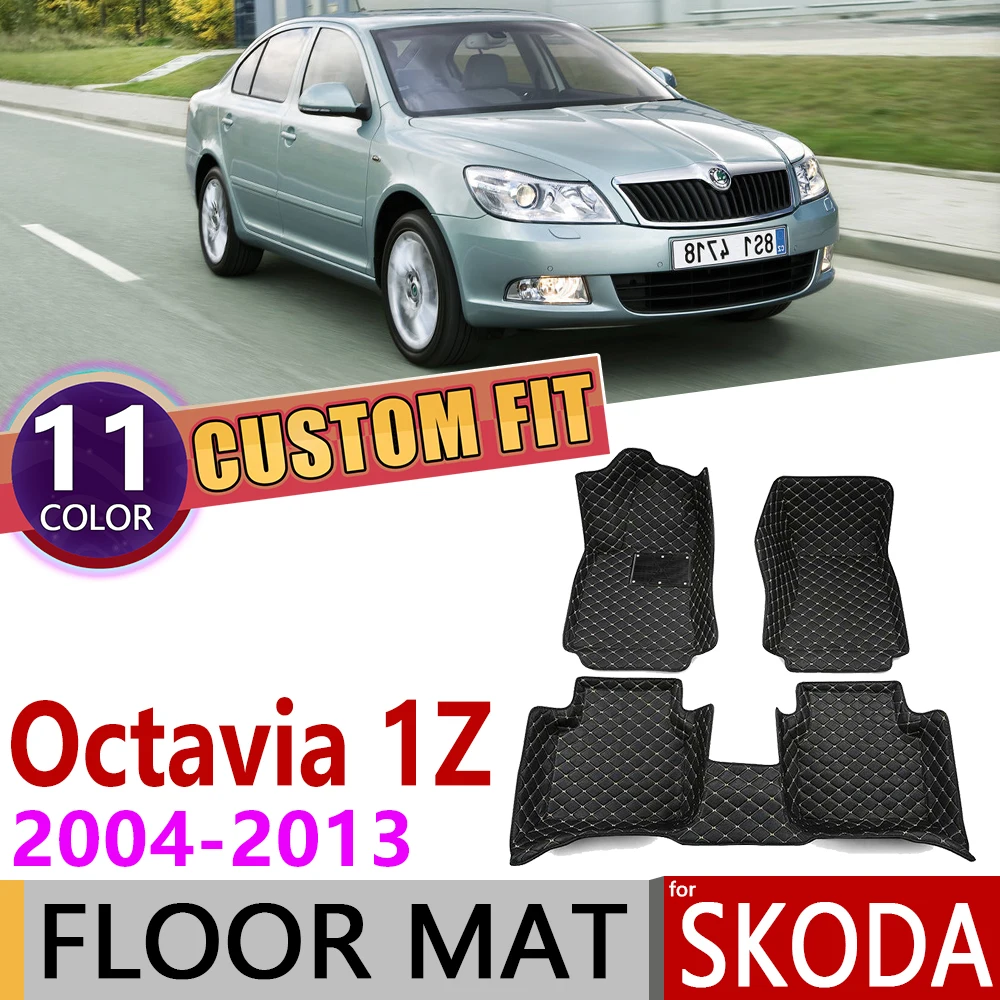 Пользовательские кожаные автомобильные коврики для Skoda Octavia A5 1Z MK2 2004 ~ 2013 5 мест