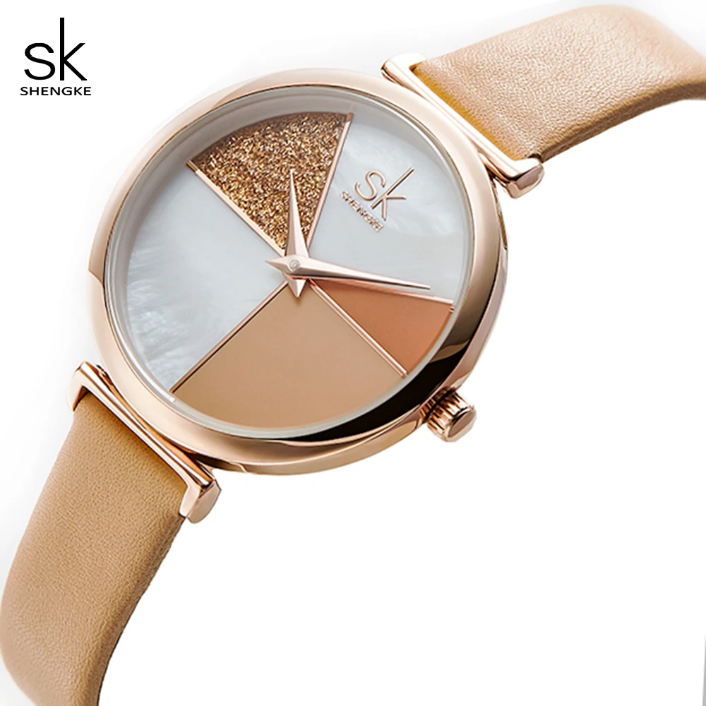

Shengke Elegant Fashion Quartz Japanese Movement Watch Simple Waterproof Leather Hardlex Wristwatch Relogio Feminino K0109