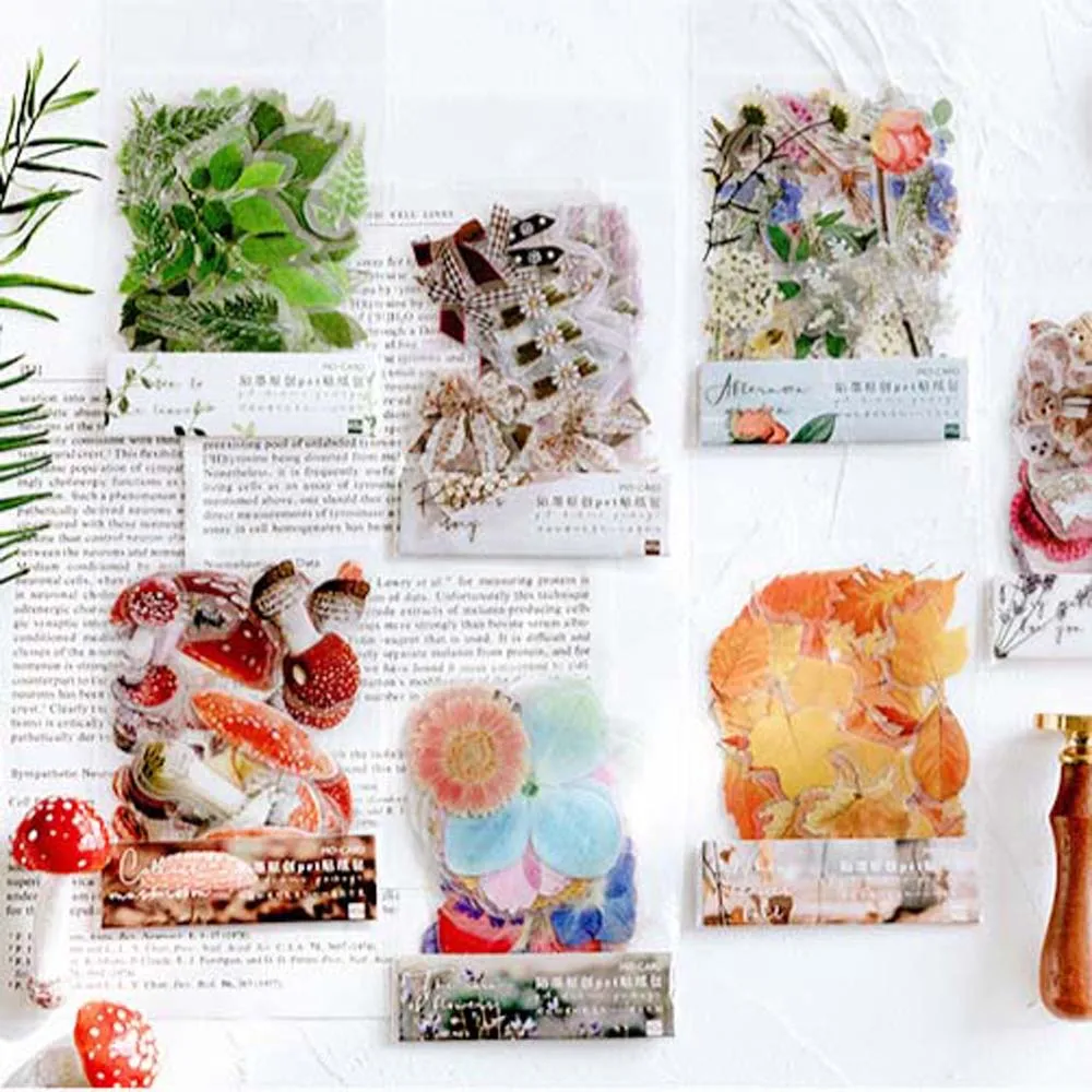 

Mr.paper 40Pcs/Bag Plant Flower Mushroom Ginkgo Pet DIY Deco Diary Stickers Scrapbooking Planner Decorative Stationery Stickers