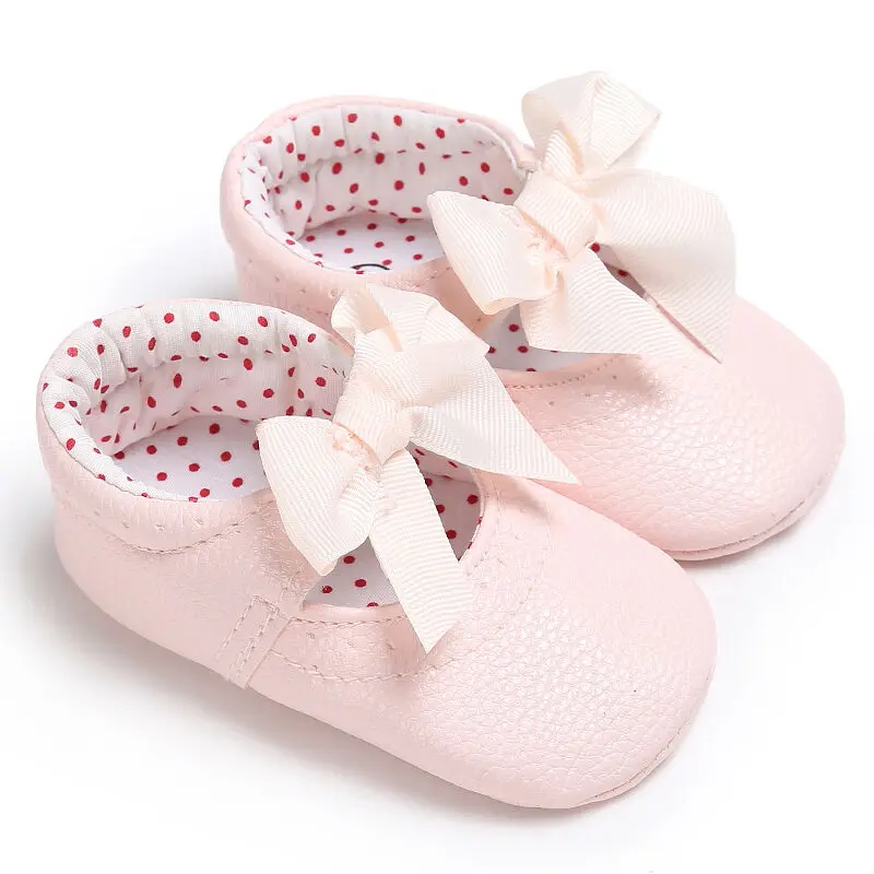 

Toddler Infant Baby Girls Bowknot Princess Shoes Soft Sole Crib Shoes Casual Solid Color Anti-slip Prewalkers First Walker 0-18M