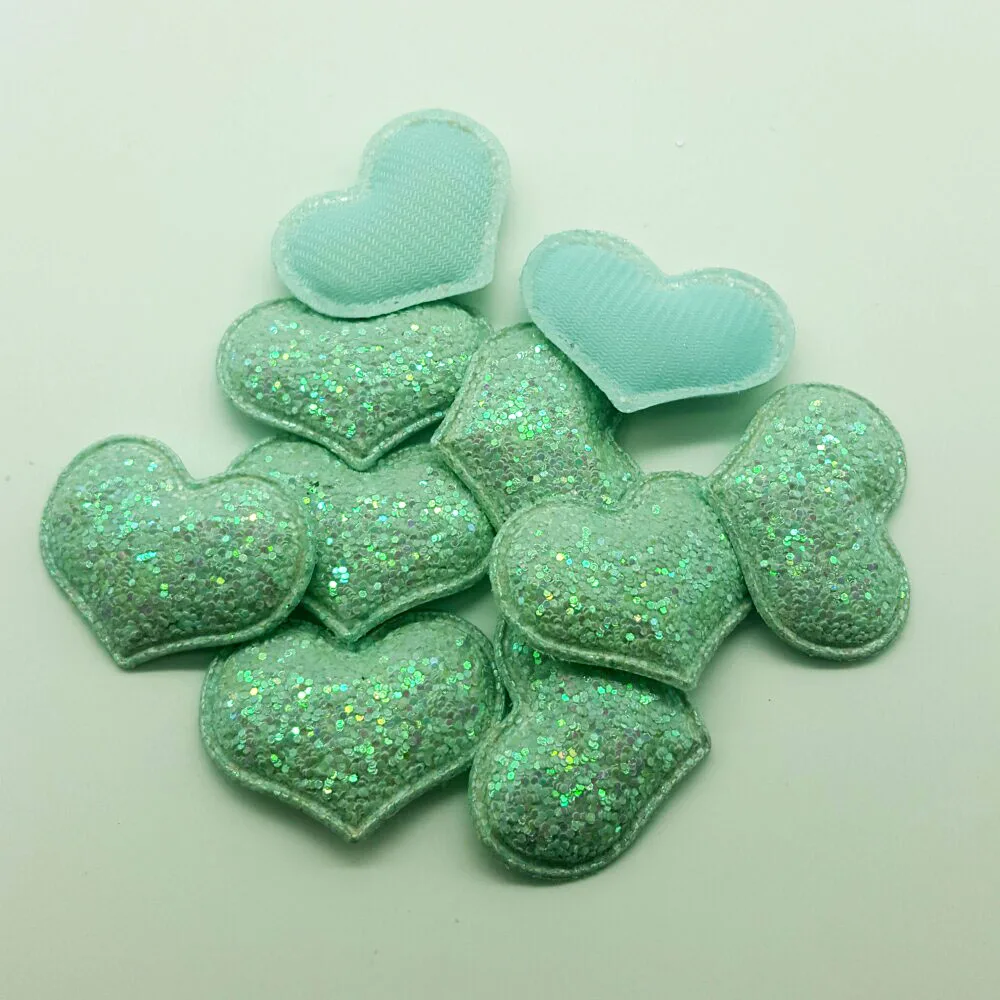mint green hearts 50 шт конфеты крафт патчи милые звезды сердца бабочка для волос с блеском Аксессуары наклеить на патчи для одежды наборы сделай сам DIY - Цвет: mint green hearts