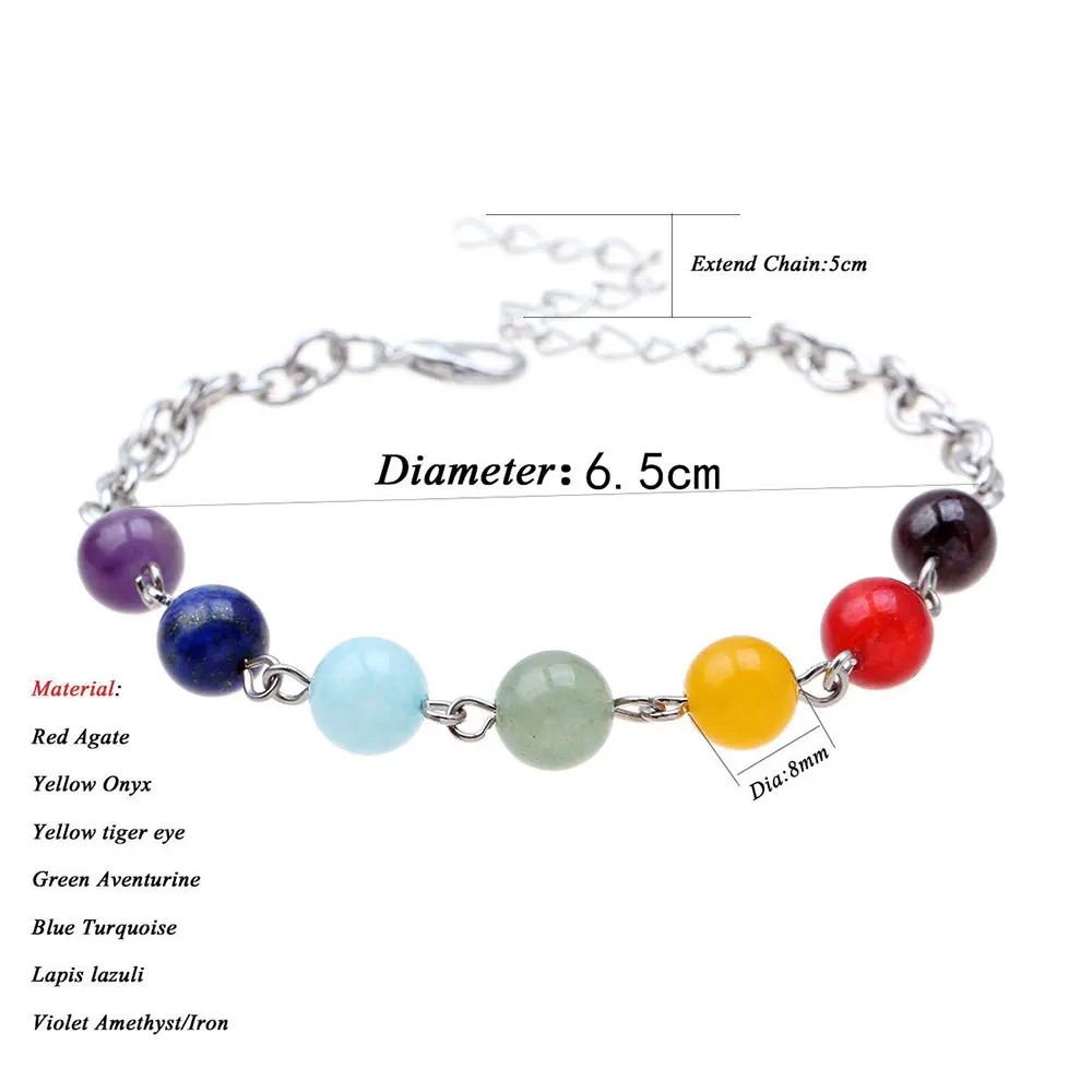 

1/3Pcs Natural Stone Beads Crystal 7 Chakra Bracelet For Women Men Braided Chain Bead Bracelets Reiki Spiritual Yoga Jewelry
