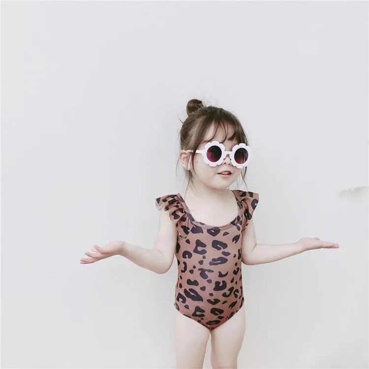 

2020 Summer New Baby Girl Swimming Ruffled One-Piece Leopard Swimsuit baby jumpsuit