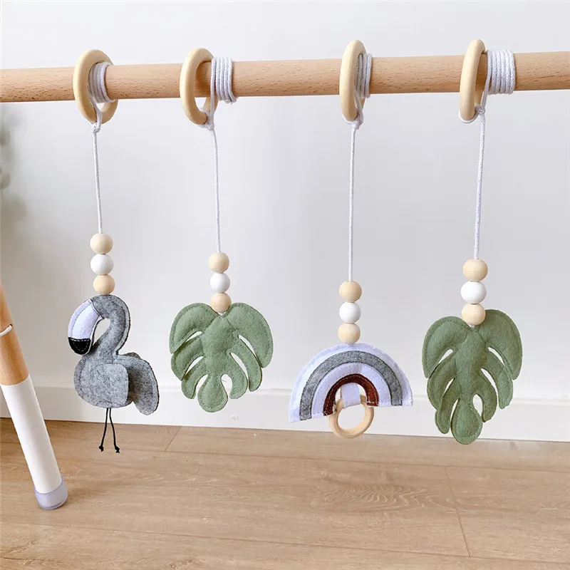 Nordic Baby Gym Play Nursery Sensory Ring-pull Toys Kids Room Decoration Ornament Accessories Wooden Fitness Rack Hanging Decor