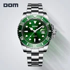 Часы DOM мужские деловые, брендовые Роскошные однотонные модные водонепроницаемые, стальные, зеленые