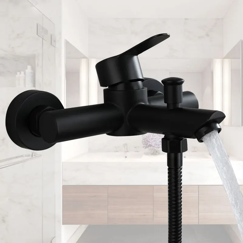 

2021NEW 304 Stainless Steel Bathroom Shower Faucets Triple Bathtub Faucet Hot and Cold Water Mixer Valve Nozzle Tap Wall Mounted
