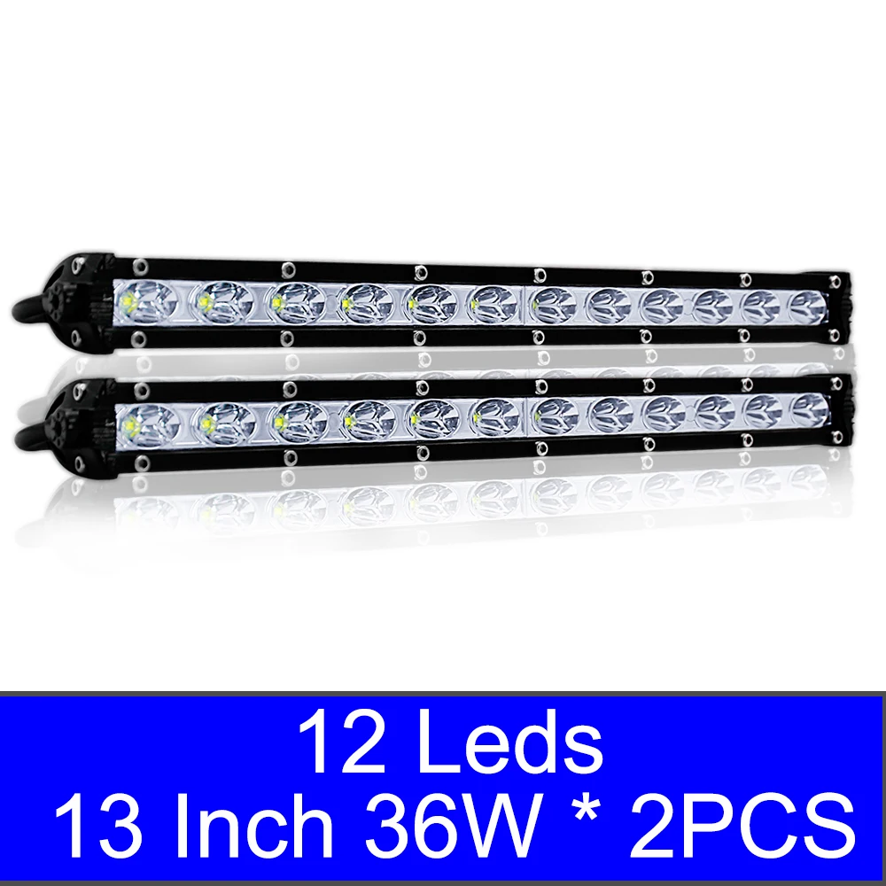 2Pcs 13inch 36w Автомобильные аксессуары, светодиодный рабочий светильник, 18 Вт, 36 Вт, 60 Вт, 72 Вт, 120 Вт, 300 Вт, 12 В, 24 В, Точечный светильник для внедорожника, 4WD, грузовика, трактора, внедорожника, 4x4 джипа - Цвет: 2Pcs 13inch 36w