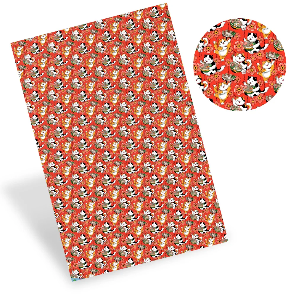 AHB 22*30cm 1pc Faux Leather Sheet Cartoon Cat Printed Synthetic Fabric Handmade Bag Shoe Material DIY Hair Bow Supplies | Дом и сад